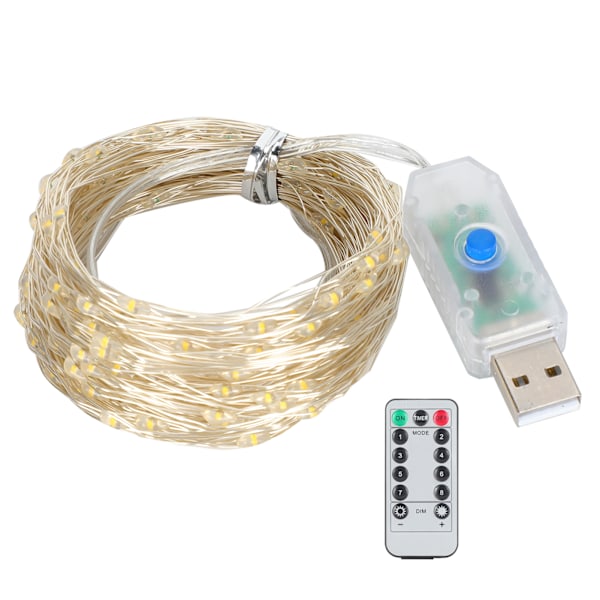 20m 200LED ljusslinga varmvit inomhus utomhus 8 lägen dekorativt ljus med fjärrkontroll