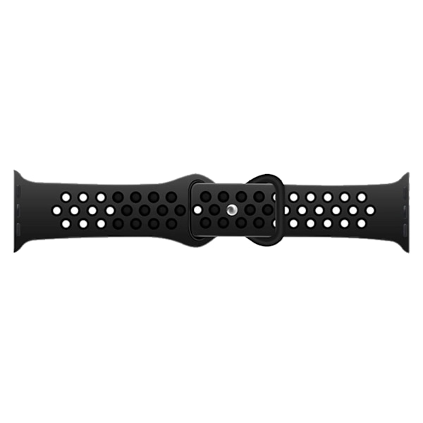 Justerbar urrem i silikone, to farver, åndbar, vandtæt urrem til Iwatch, kulsort 38mm / 1,5in 40mm / 1,57in 41mm / 1,61in