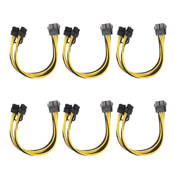 6 stk. strømkabel PCIE 8-benet hun til 2 ender dobbeltport 8-benet han 18AWG GPU-strømadapter til computertilbehør