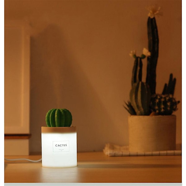 Mini Kaktus USB Kalla Dimma Luftfuktare, 280ml, 50ml/h, Tidsinställd Automatisk Avstängning, för Sovrum, Hem, Kontor, Bil