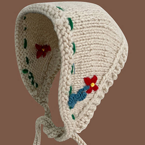 Strikket ørehattevarmer Retro håndlavet efterår vinter Ins Style Søde kvindelige tilbehør Beige M(56-58cm)