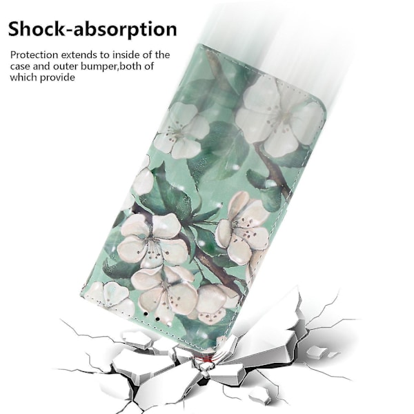 Kompatibelt Nokia C32 Mönsterdesign Foliofodral PU Läder Ställ Plånbok Telefonfodral Med Rem-1 Akvarellblommor