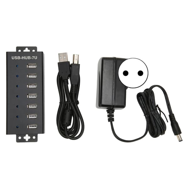 7 Port USB HUB Industriell USB2.0 HUB Multippel Beskyttelse USB2.0 Multi Grensesnitt Hub 100‑240V EU Plugg