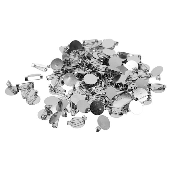 100 st Brooch Clasps Pin Trays Metall Robust Hållbar Enkel Design Blank Button Badge för DIY Smycken Hantverk Tillverkning 20mm
