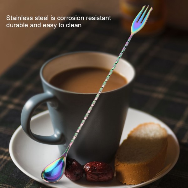 1 stk. rustfritt stål cocktailskje drikke kaffeblandingsverktøy med langt håndtak (#1)