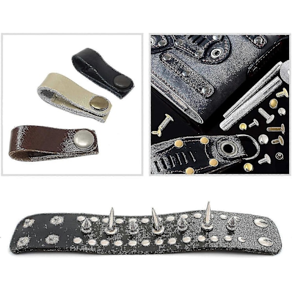 Läder Nitar 240 Set 2 Storlekar Dubbel Nitar Rörformiga Metall Dubbar A