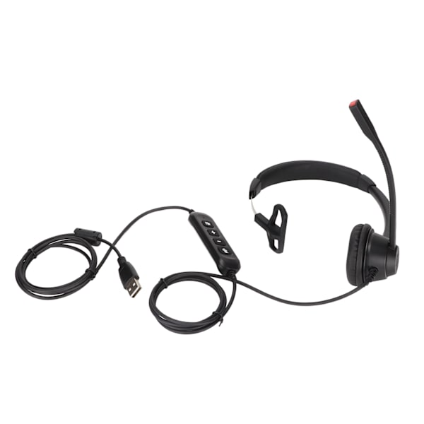 USB Business Headset Enkelsidiga hörlurar Stöder Högtalarvolymjustering Mic Mute Volym One Key Mute