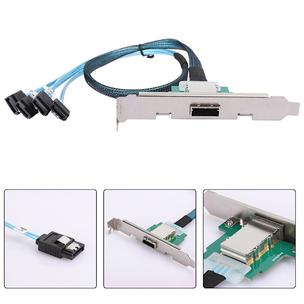 Mini SAS -käänteiskaapeli H0302 SAS 26P naaras - 4 x SATA laitteistodatakaapeli 0,8 metriä