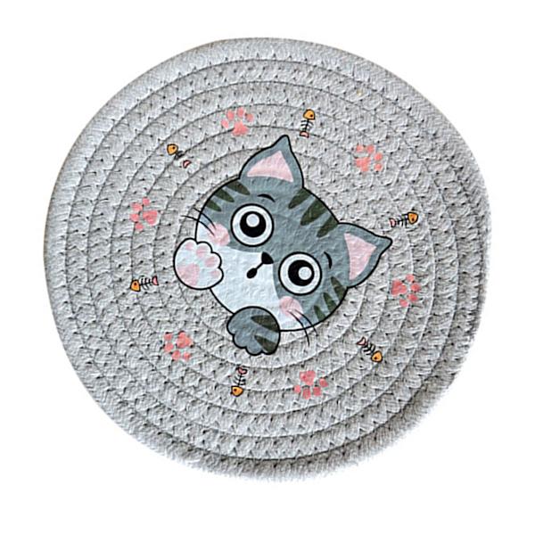 18 cm husholdningsbord varmeisolerende gryteunderlag rund plate varmeisolerende matte varmeisolerende plate matte lysegrå katt