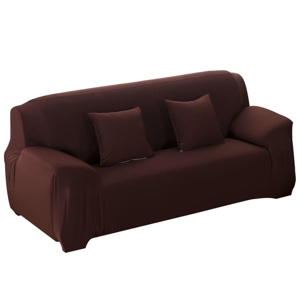 Kaffefarget Støvtett Elastisk Myk Polyester Sofatrekk Møbelbeskytter Dobbeltperson 145-185cm