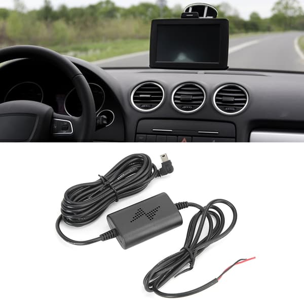 Dashcam Hardwire Kit 12V/24V till 5V 2.5A Vänstervinkel Mini USB Step-Down-kabel för parkeringsövervakning
