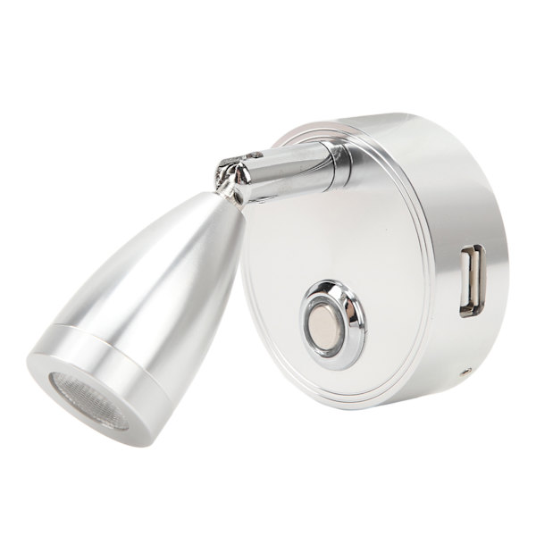 RV-læselampe LED-indendørs sengelampe båd yacht 3 justerbar lysfarve touch-lampe DC10 til 30V sølv