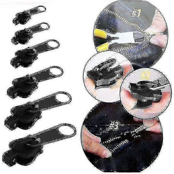 6-pack Fasta Dragkedjekläppar Dragkedja Slider Ersättning Dragkedjeset