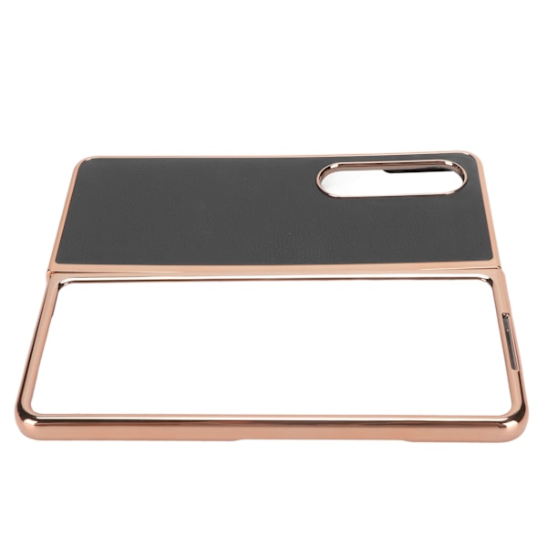 Phone case Cover för Samsung Galaxy Z Fold 4 Nano-plätering Äkta läder Repsäkert Svart