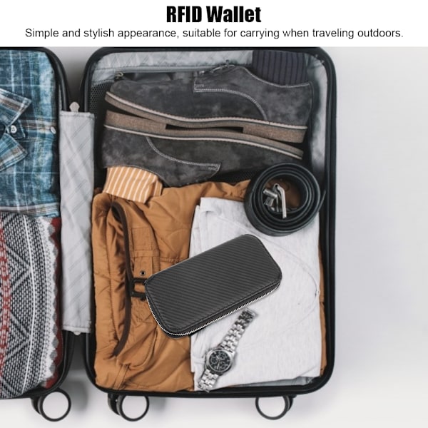 Multifunktionel Anti-tyveri PU-læder RFID-blokerende pasposetui ID-kortholder pungpung (sort)