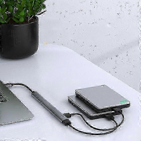 USB3.0 till USB2.0/3.0 USB HUB med 7 portar silvergrå