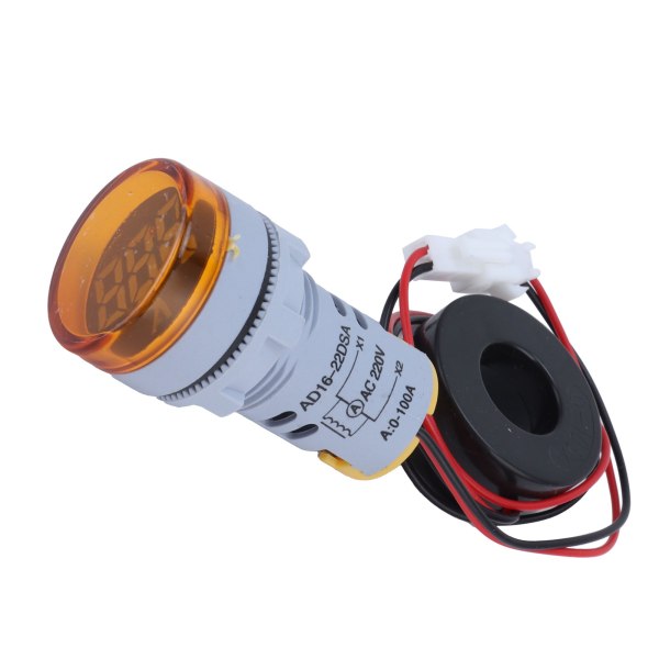 Digitalt strømmåler Universal Amperemeter Signalindikatorlampe Lys AC 220V AD16‑22DSAGul