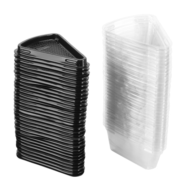 100 st plastförpackningslåda Triangulär tårtlåda Behållare för konditorivaror Bageri DessertSvart