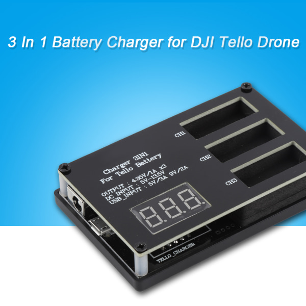 3-i-1 multibatteri intelligent ladestasjon for ladesenter for DJI Tello Drone