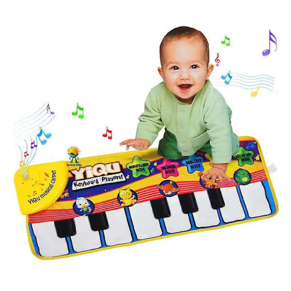 Musiklegemåtte til Børn: Pianotastatur Tæppe - Tidlig Uddannelseslegetøj med 5 Dyrelyde - Sjov Gave til Babyer