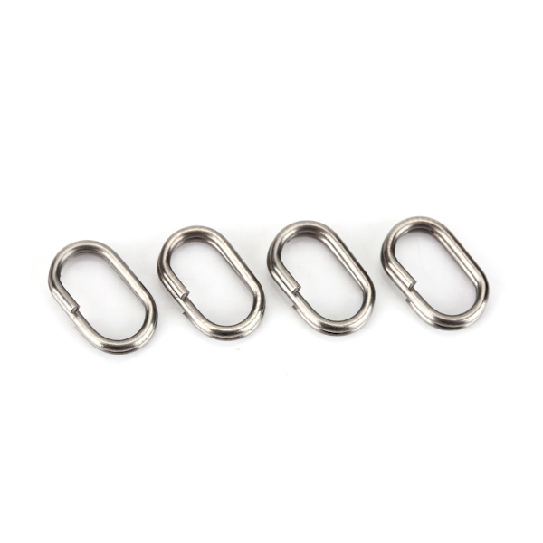 100 stk rustfrit stål ovale splitringe Drejeligt snap fiskegrej forbindelse (9x15mm)