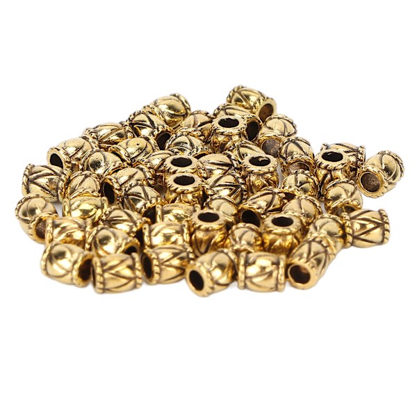 50st Retro Skägg Hårpärlor Fatformade hårflätningspärlor Legering Smycken Tillbehör Guld