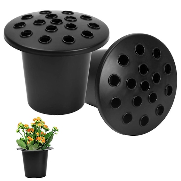 Svarte Gravblomstholdere, Minnevaser for Graver Gravblomstpotter Sett Inn ved Gravstedet, Gravvase for Gravdekorasjoner -GSL FF Y ZD 2 stk