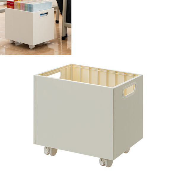 Bogopbevaringsboks med dobbeltsidede håndtag, stabelbar, 50 kg belastning, multifunktionel brug, filopbevaringsbeholdere med hjul