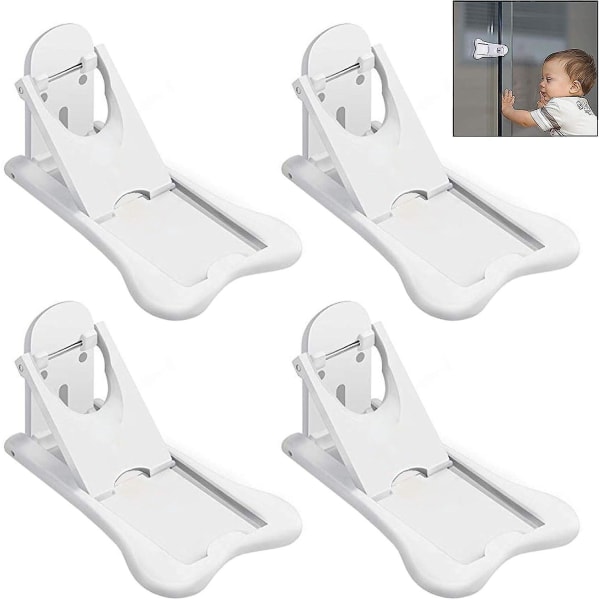 Babysikring skydedørslåsesæt med 4 selvklæbende sikkerhedsafskærmninger