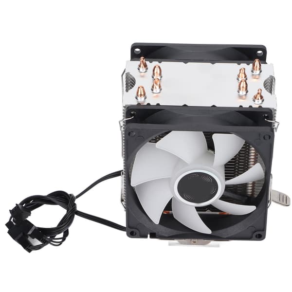 Dator CPU Kylfläktar RGB 90mm 3pin 4 Värmerör Tyst Drift Plug and Play CPU Fläkt Dubbla Fläktar