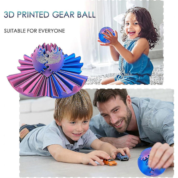 3D-tulostettu vaihdepallo, pyörivä pallo tai kuutio fidget-lelu, vaihdepallo, vaihdepallo fidget-lelu, stressipallo, fidget-pallo, vaihde-lelu stressin ja ahdistuksen lievitykseen