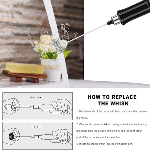 3-i-1 USB-oppladbar elektrisk melkeskummer med 3 justerbare hastigheter og rustfrie stålmiksere - Perfekt for Latte og Cappuccino