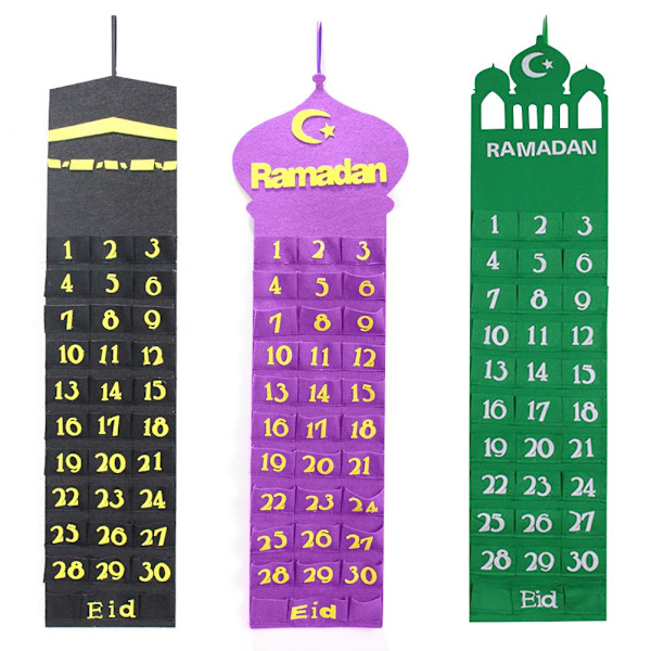 Eid Mubarak Huopa Adventtikalenteri Seinälle Ripustettava Numeroitu Countdown-kalenteri Kestävä Kodin Sisustus