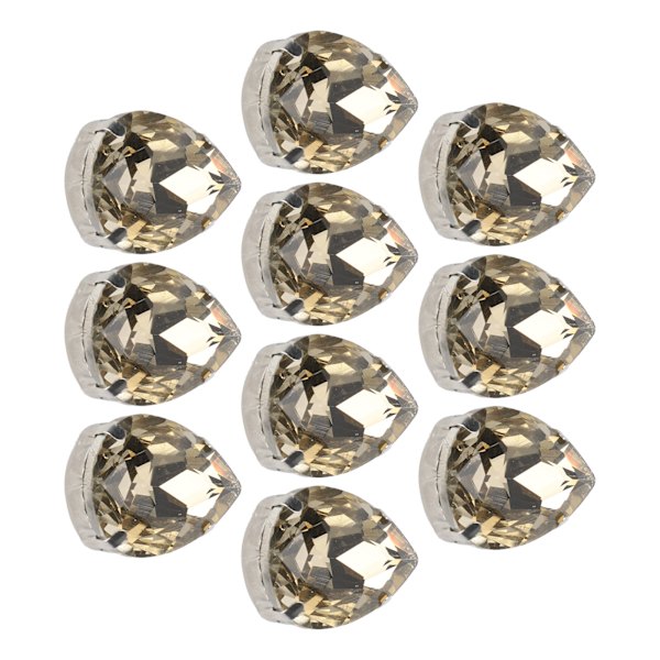 10 stk sy på rhinestones krystaller skinnende knapper dekorasjon for DIY håndverk klær sko vesker (0,71 x 0,75 tommer lysebrun dråpeformet)