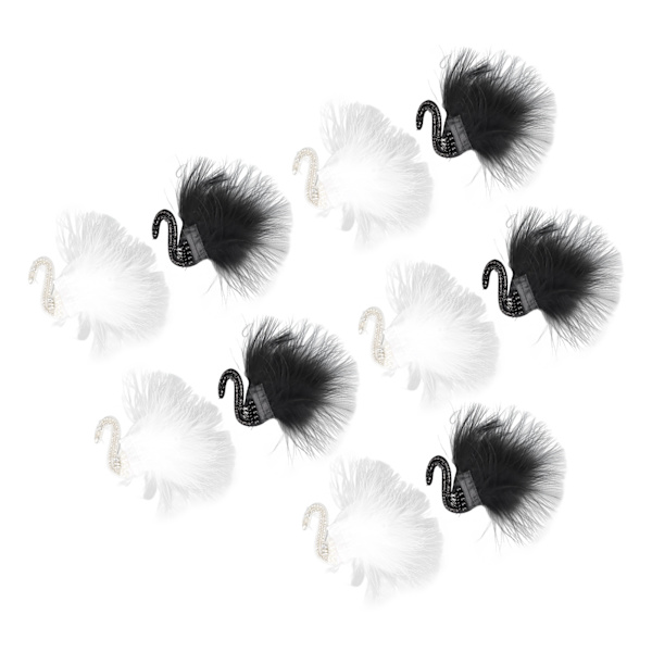 10 stk. Svane Patch Sort Hvid Fjer Dekoreret Rhinestones DIY Strygejern Brug Håndarbejde Broderet Patch til Tøj