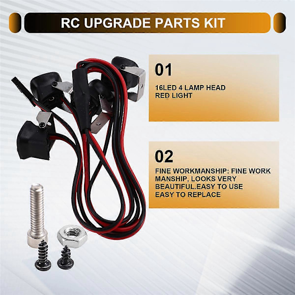 4 LED-valoa Axial SCX10 III -4 -6 1/10 RC punaiseen valoon