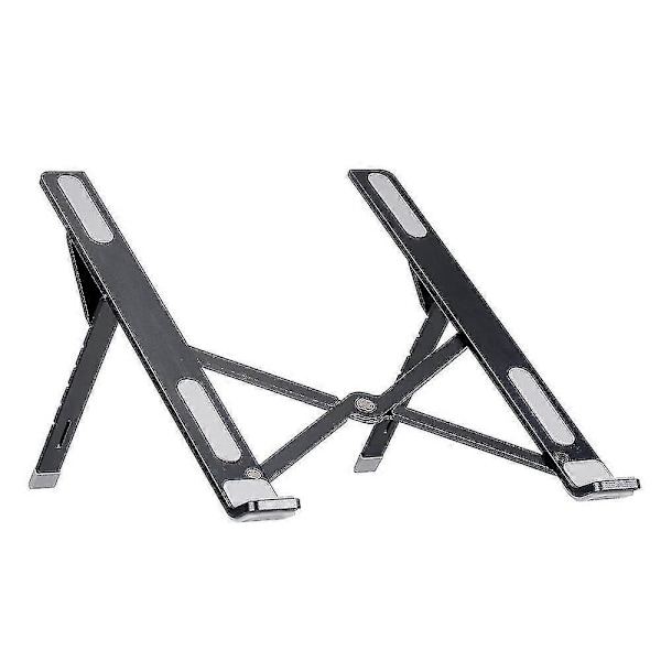 6-niveau Justerbar Laptop Stand Bærbar Foldbar Aluminium Legering Skridsikker Laptop Tablet Holder Til Laptop Tablet Bog Sort Zekai
