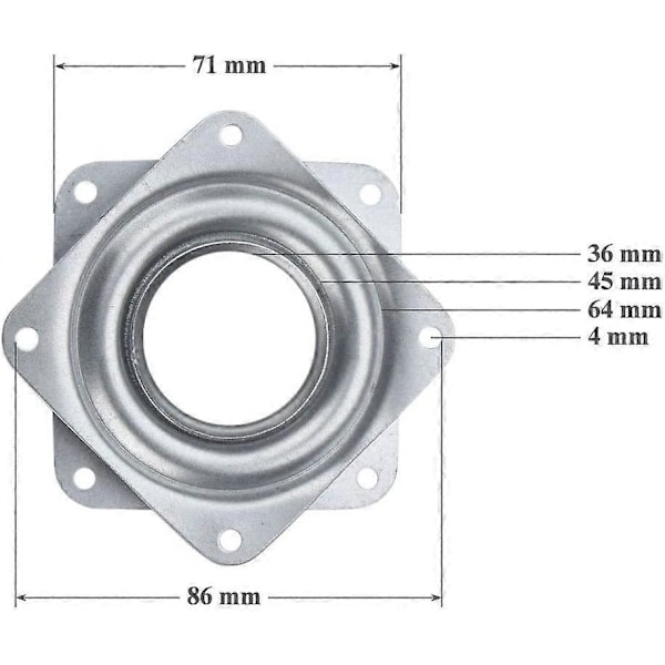 Lazy Square Drejeplatform 360 Graders Drejeplade med Stål Multi-side Kuglelejer til Skrivebord Bordstand 3 Tommer