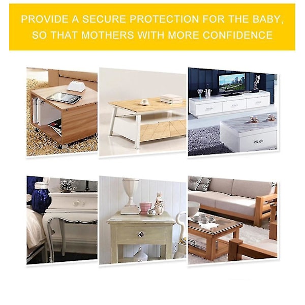 Baby Sikkerhetsbord Desk Edge Guard Strip - 2m Myk Hjørnebeskytter for Barnemøbler Hjørner Gul