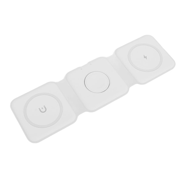 3 i 1 trådløs lader for iPhone magnetisk sammenleggbar 3 i 1 ladestasjon reiselader for flere enheter hvit