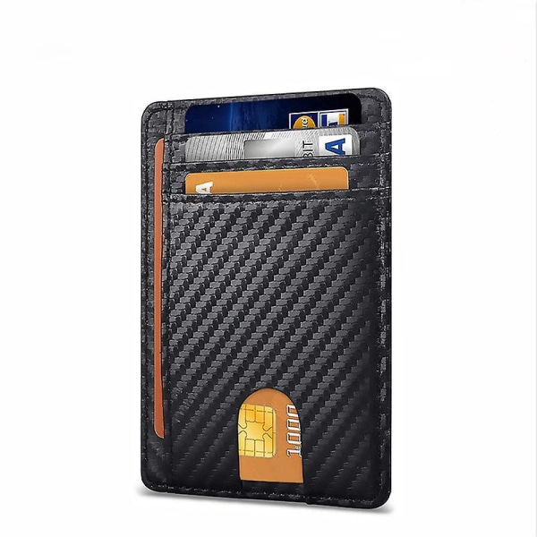 Musta nahkainen RFID ohut lompakko kolikkopussilla - miesten ja naisten korttikotelo