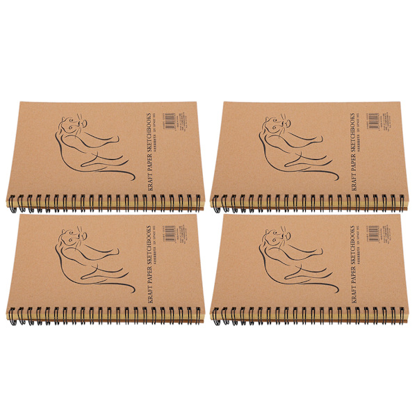 4 st Kraftpapper Skissblock Retro Skissblock Handmålad Tjock Konst Ritning Spiralblock