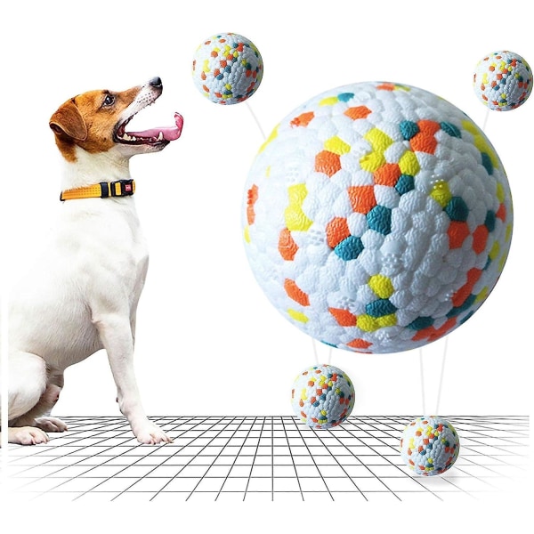 Oförstörbar hundboll i gummi för tuggning, tandrengöring, träning och lek - gul prick