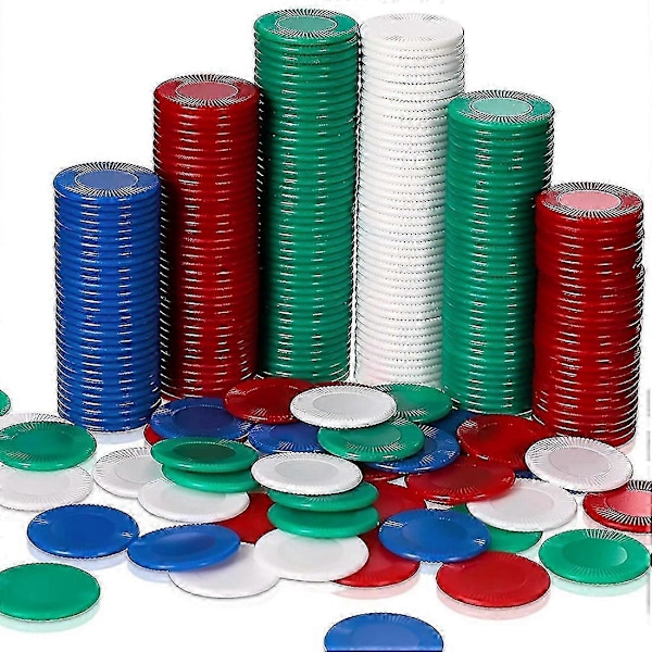 400 kpl Muovisia pokerimerkkejä Pelimerkkejä 4 Väriä Laskurikortti yhteensopiva Pelien Pelaamisen Laskemisen Bingo Peliin