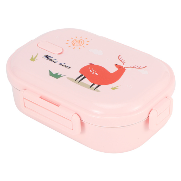 Isoleret madkasse lækagesikker rustfrit stål Bento-boks japansk madbørnebeholder (Pink )
