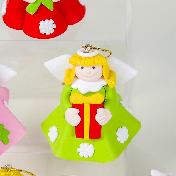 2 Pakk Juletrepynt Engel Dukke Anheng Vinget Engel Hengende Ornament Skinnende Ornamenter for Soverom Peis (Gul)