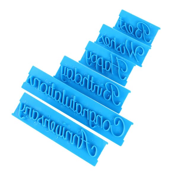 3 sæt håndskrevne bogstavkageprægere DIY plastforme kagedekorationsprintform