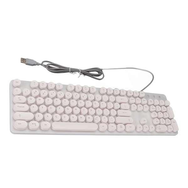 Mekaniskt speltangentbord RBG Bakgrundsbelyst USB 104 nycklar trådbunden Retro Punk datortangentbord för bärbar dator Vit