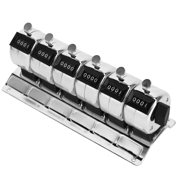 Mekanisk Counter Metal Manuell Clicker 4&#8209;Sifret Sammenhengende 6 Enheter Rustfritt stål Tally