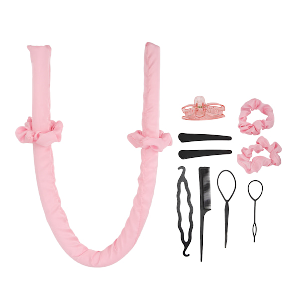 10 st Värmelösa locktång Pannbandsklämmor Kam Pull Hårnål Bomull DIY Curls Rullar för sovande Rosa